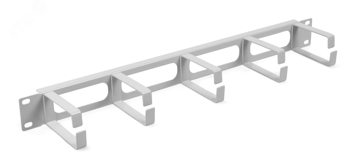 Органайзер кабельный горизонтальный 19' 1U, 5 колец, металлический, цвет серый (RAL7035)