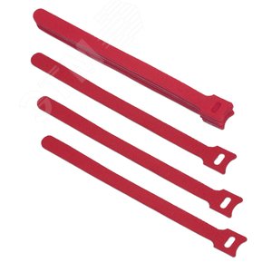 Хомут для кабеля, липучка с мягкой застежкой, 210x14 мм, красный (10 шт.)