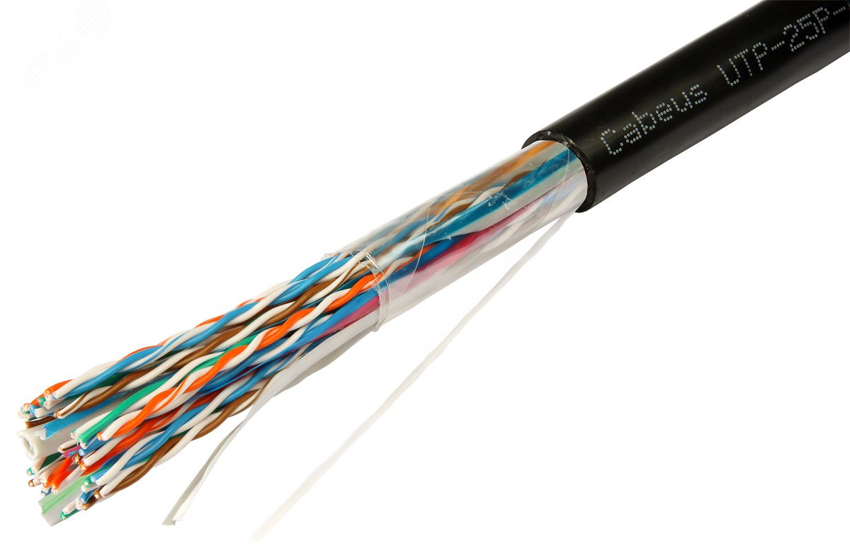 Кабель витая пара UTP-25P-Cat.5-OUT UTP (U/UTP), категория 5, 25 пар (24 AWG), одножильный (solid), для внешней прокладки, UV PE
