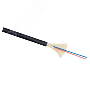 Кабель волоконно-оптический 9/125 одномодовый, 2 волокна, плотное буферное покрытие (tight buffer), внутренний/внешний, (-40C ~ +60), LSZH, черный, (F