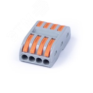 Клемма соединительная универсальная проходная 4 полюса с рычагом 0.08-2.5/4.0 (1шт)