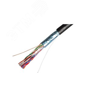 Кабель для компьютерных сетей FTP 10PR-CAT5 (24 AWG) медный, внешний, черный, 305 м