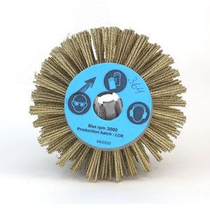 Щетка Д110x100x19+4 паза, ворс корд латунир-я сталь 0,20 жгут 1,40 по дереву для щеточных шлиф машин с валом Д19+4 (3-364)