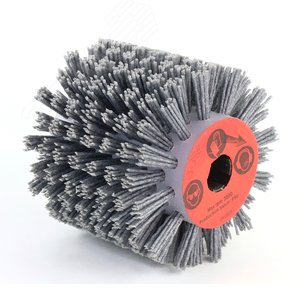 Щетка Д110x100x19+4 паза, ворс полимер-абразив P80 по дереву для щеточных шлиф машин с валом Д19+4 (3-384)