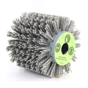 Щетка Д110x100x19+4 паза, ворс полимер-абразив P46 по дереву для щеточных шлиф машин с валом Д19+4 (3-382)