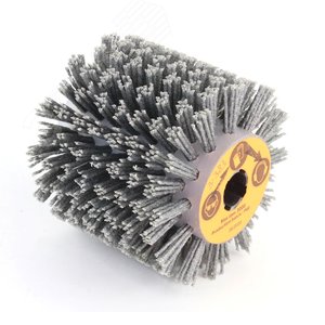 Щетка Д110x100x19+4 паза, ворс полимер-абразив P60 по дереву для щеточных шлиф машин с валом Д19+4 (3-383)