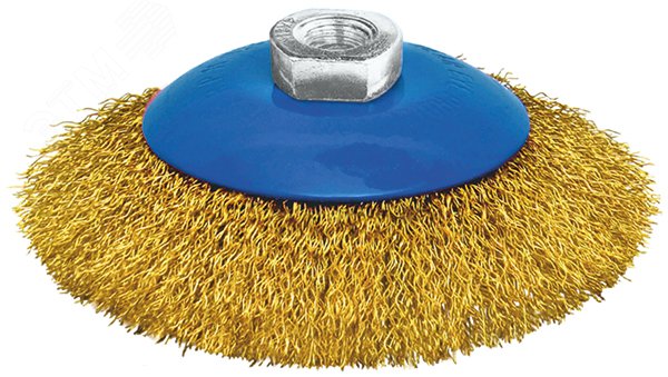 Щетка для УШМ, М14, тип ''Тарелка'', латунированная витая проволока 0,3 мм, 115 мм, Profi