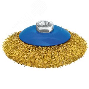 Щетка для УШМ, М14, тип ''Тарелка'', латунированная витая проволока 0,3 мм, 115 мм, Profi