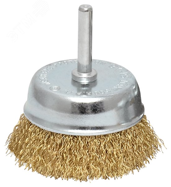 Щетка для дрели, тип ''Чашка'', латунированная витая проволока 0,3 мм, 75 мм, Profi