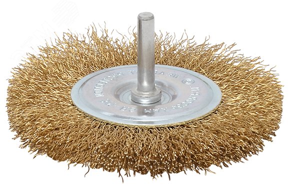 Щетка для дрели, тип ''Плоская'', латунированная витая проволока 0,3 мм, 65 мм, Profi