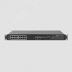 Коммутатор управляемый L2, PoE, 16 портов 100 Мб/с RJ45, 4x1000 Мб/с, 190 Вт