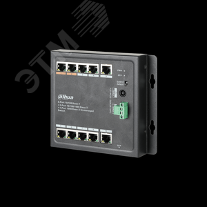 Коммутатор неуправляемый, PoE, 8x100 Мб/с RJ45, 2x1000 Мбит/c, 1xSFP, 96 Вт