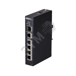 Коммутатор неуправляемый, 4 портов 100 Мб/с RJ45, 2x1000 Мб/c, грозозащита