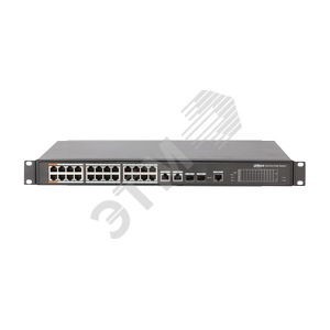 Коммутатор управляемый L2, PoE, 24x100 Мб/с RJ45, 4x1000 Мб/с, 360 Вт