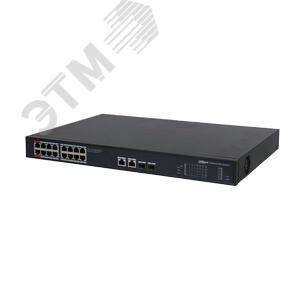 Коммутатор управляемый L2, PoE, 18 портов 1000 Мб/с RJ45, 2xSFP, 190 Вт