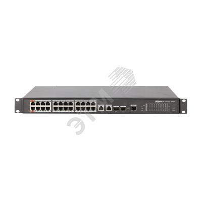 Коммутатор управляемый L2, PoE, 24x100 Мб/с RJ45, 2x1000 Мб/с, 2xSFP, 240 Вт