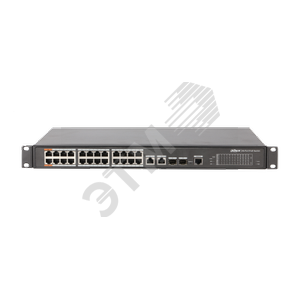 Коммутатор управляемый L2, PoE, 24x100 Мб/с RJ45, 2x1000 Мб/с, 2xSFP, 240 Вт