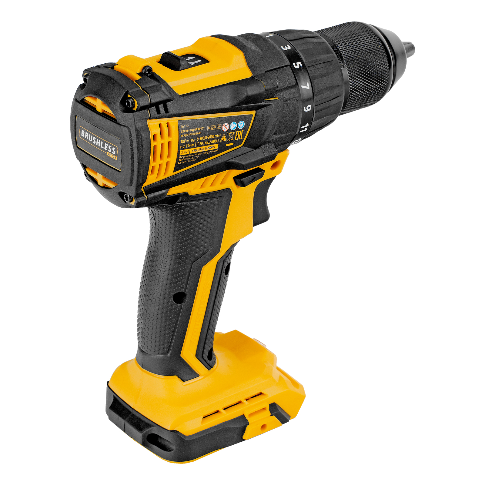 Дрель-шуруповерт аккумуляторная, бесщет. BLDL-IB-18-0, Li-Ion, 18 В Denzel