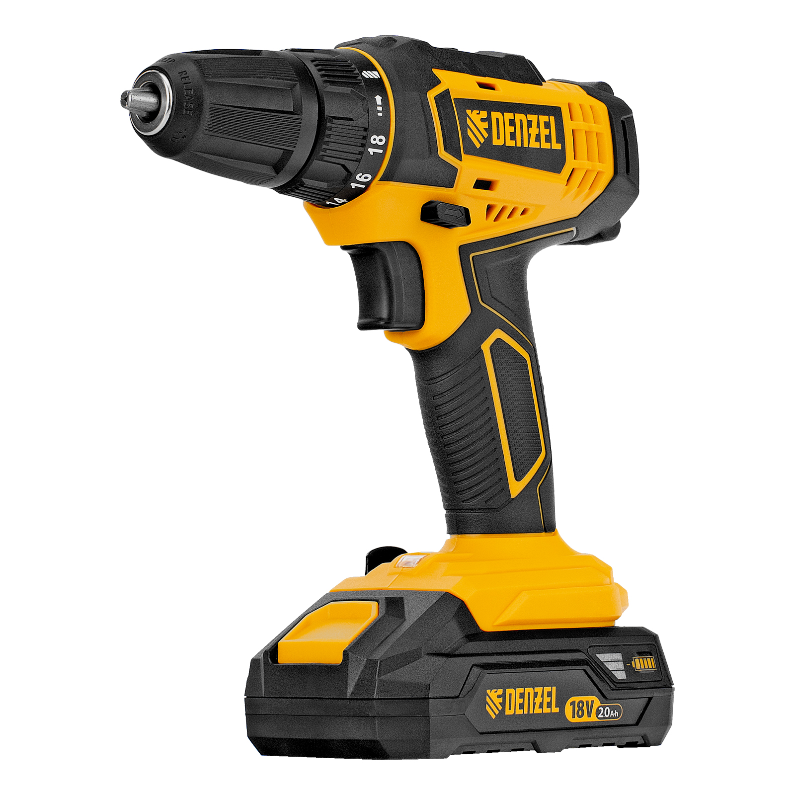 Дрель-шуруповерт аккумуляторная CDL-18-02BM, Li-Ion, 18 В, 2 аккумулятор Denzel