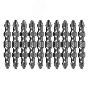 Бита двухсторонняя, PH2-PZ2 х 45 мм, сталь S2, 10 шт. Denzel