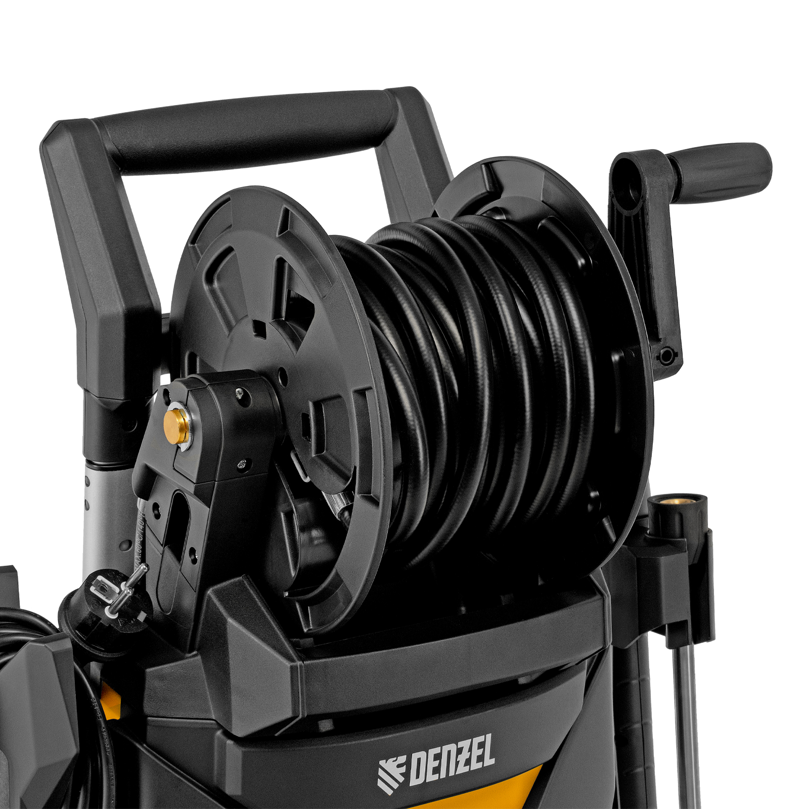 Моечная машина высокого давления R-210iD, 2600 Вт, 210 бар, 8.0 л/мин, асинхронный двигатель, барабан Denzel