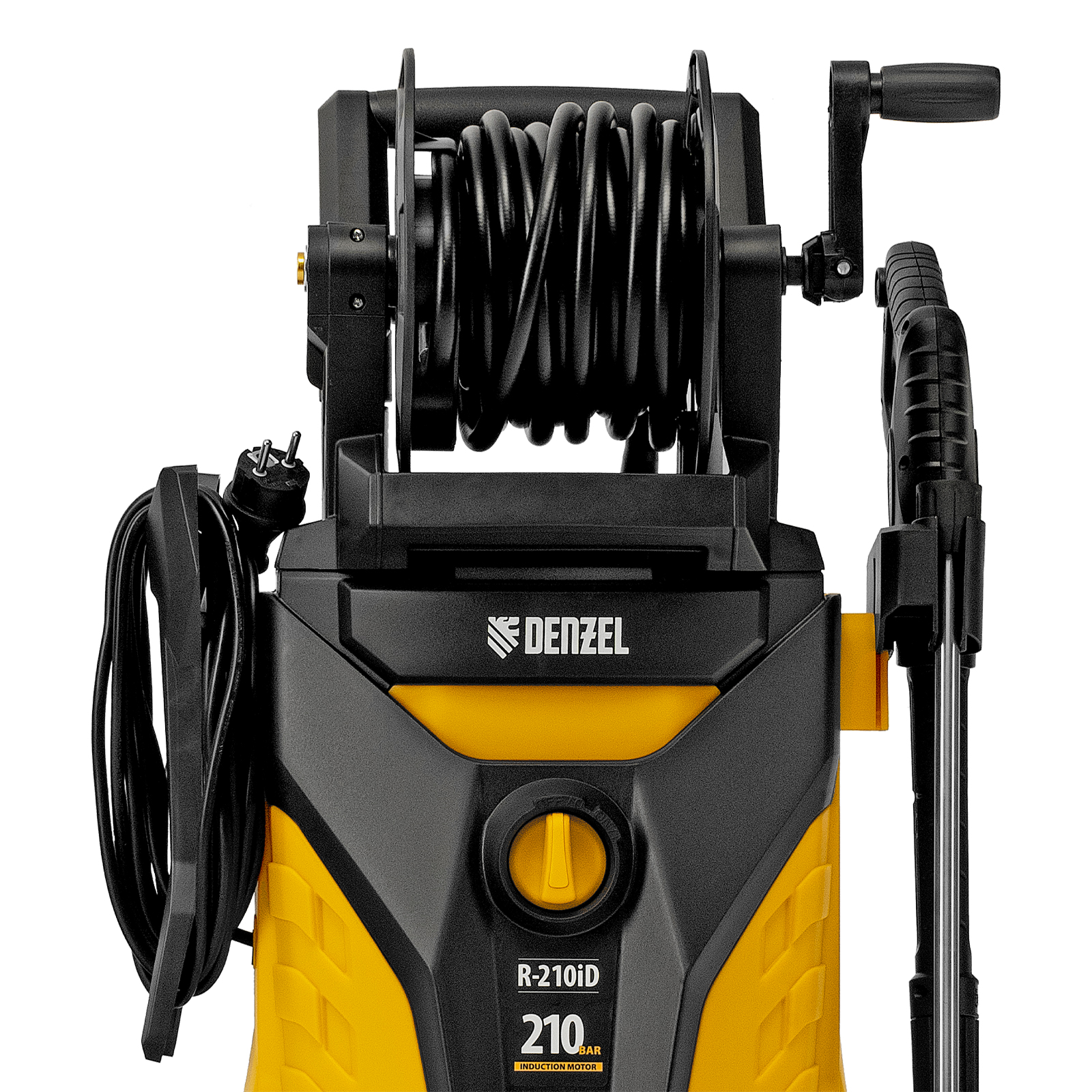 Моечная машина высокого давления R-210iD, 2600 Вт, 210 бар, 8.0 л/мин, асинхронный двигатель, барабан Denzel