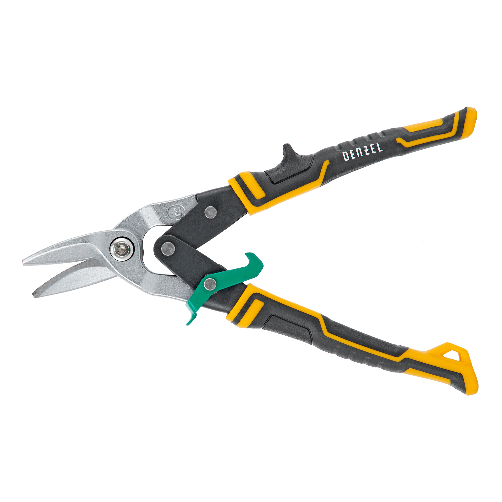Ножницы по металлу, 270 мм, прямой и правый рез, сталь-СrMo, трехкомпонентные рукоятки Denzel