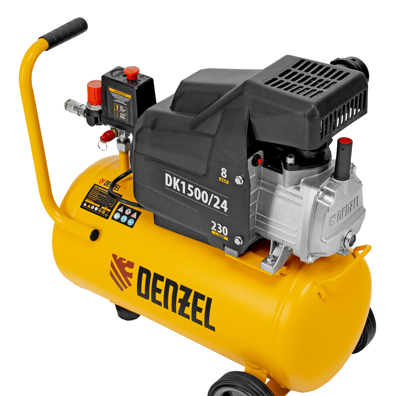 Компрессор воздушный DK1500/24, Х-PRO 1.5 кВт, 230 л/мин, 24 л Denzel