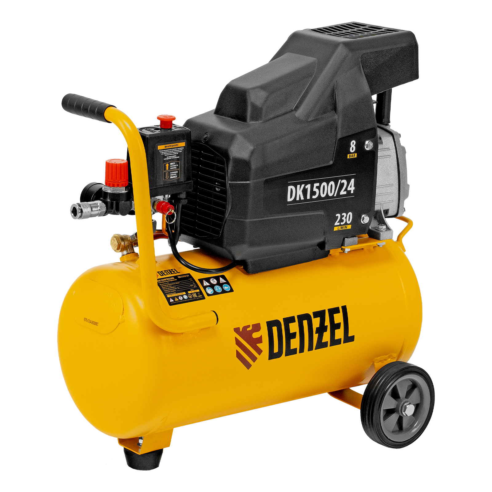 Компрессор воздушный DK1500/24, Х-PRO 1.5 кВт, 230 л/мин, 24 л Denzel