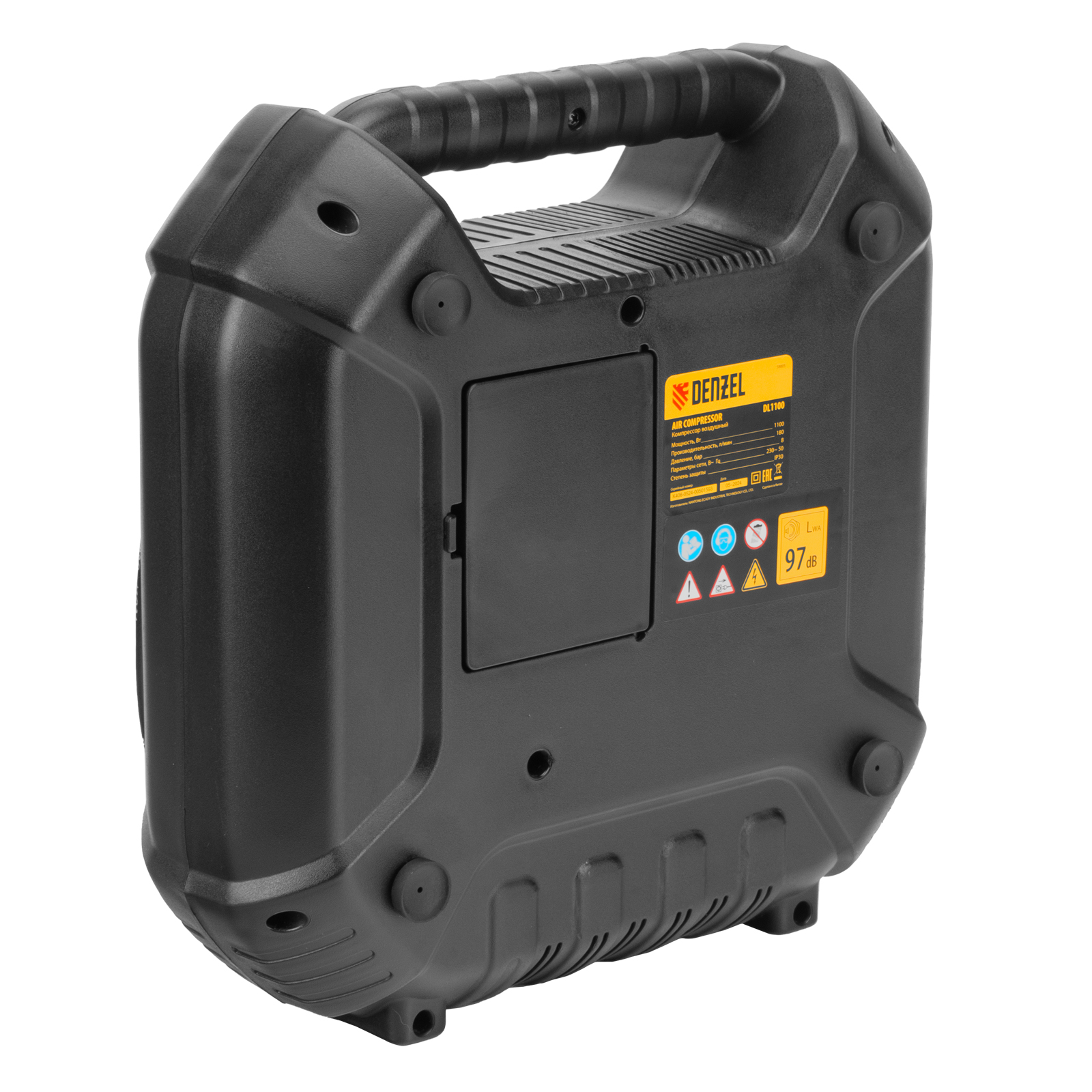 Компрессор воздушный DL1100 1.1 кВт, 180 л/мин, с набором аксессуаров Denzel