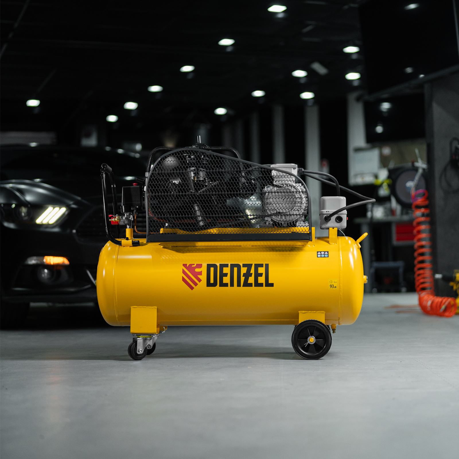 Компрессор воздушный BCW3000-T/100, ременный привод, 3.0 кВт, 100 литров, 520 л/мин Denzel