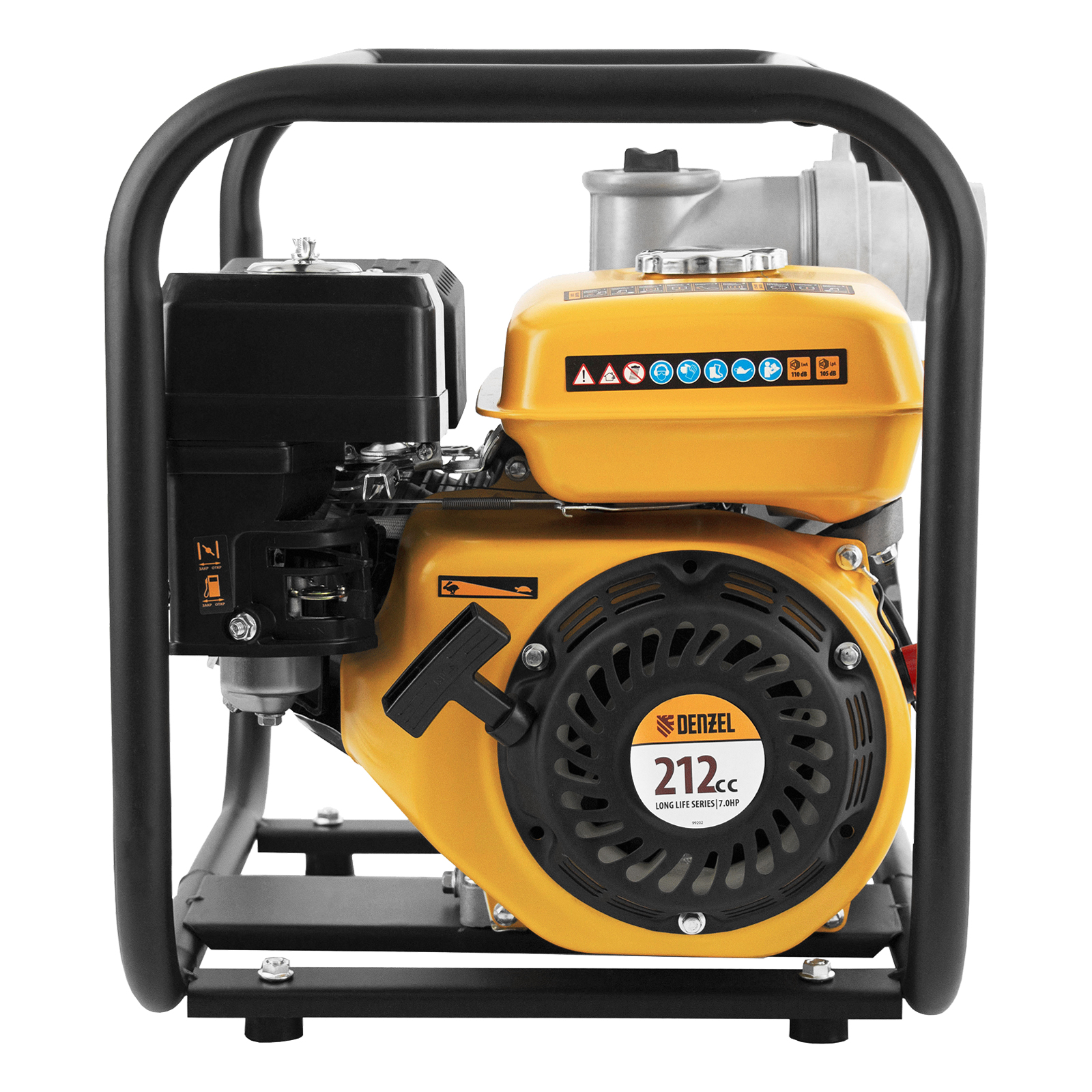 Мотопомпа бензиновая для чистой воды PX-80, 7 л.с, 3", 1000 л/мин, глубина 8 м, напор 30 м Denzel