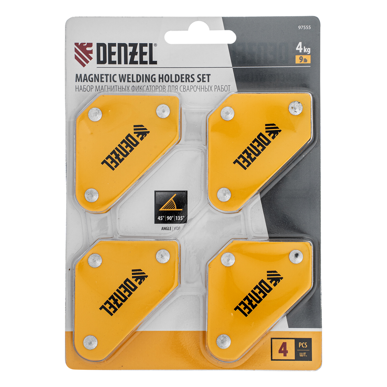Набор из 4 магнитных фиксаторов для сварочных работ Denzel
