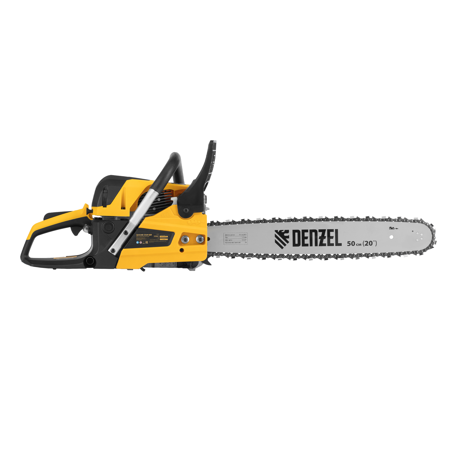 Пила цепная бензиновая DS-5820, шина 50 см, 58 см3, 3.6 л.с, шаг 0,325, паз 1,5 мм, 76 звеньев Denzel
