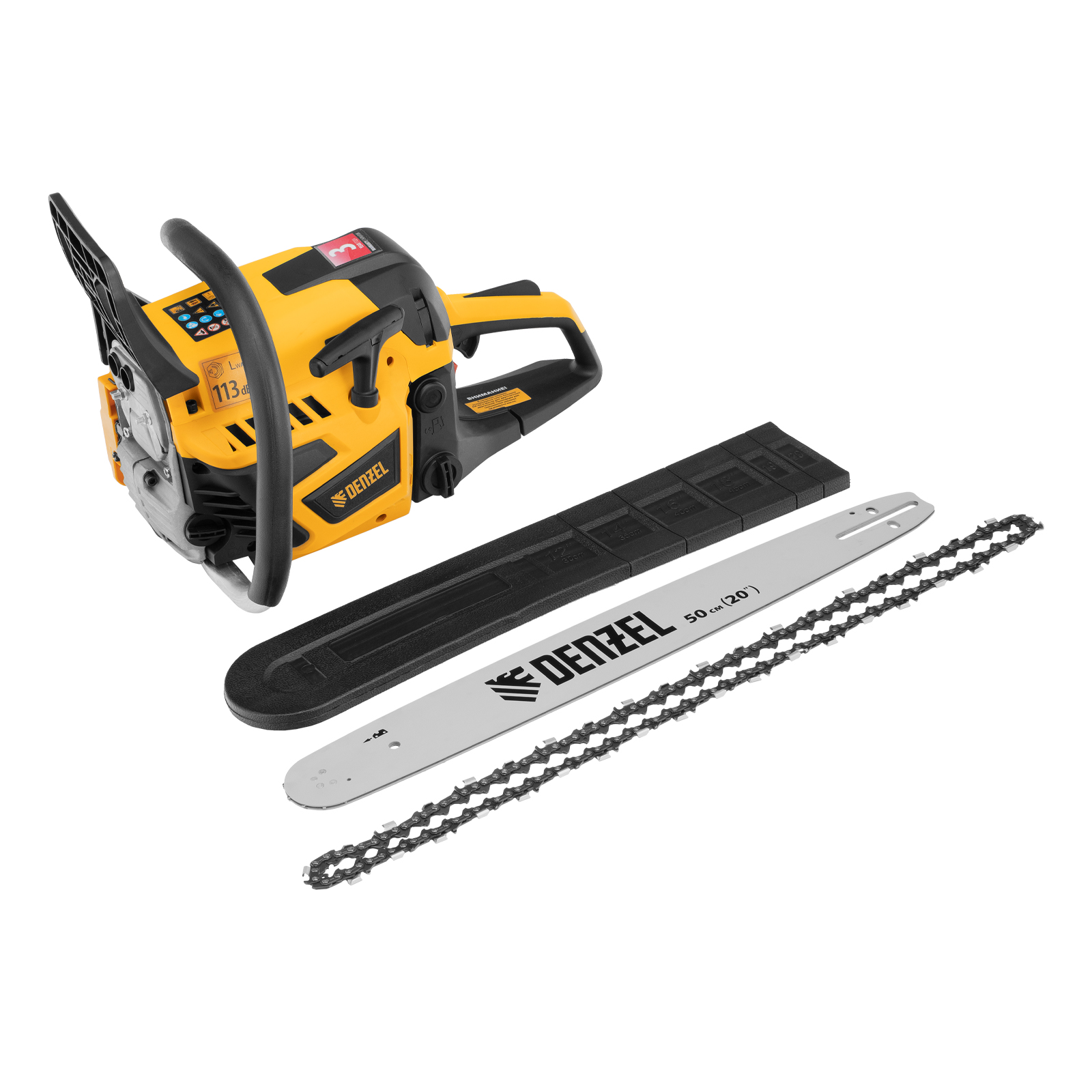 Пила цепная бензиновая DS-5820, шина 50 см, 58 см3, 3.6 л.с, шаг 0,325, паз 1,5 мм, 76 звеньев Denzel