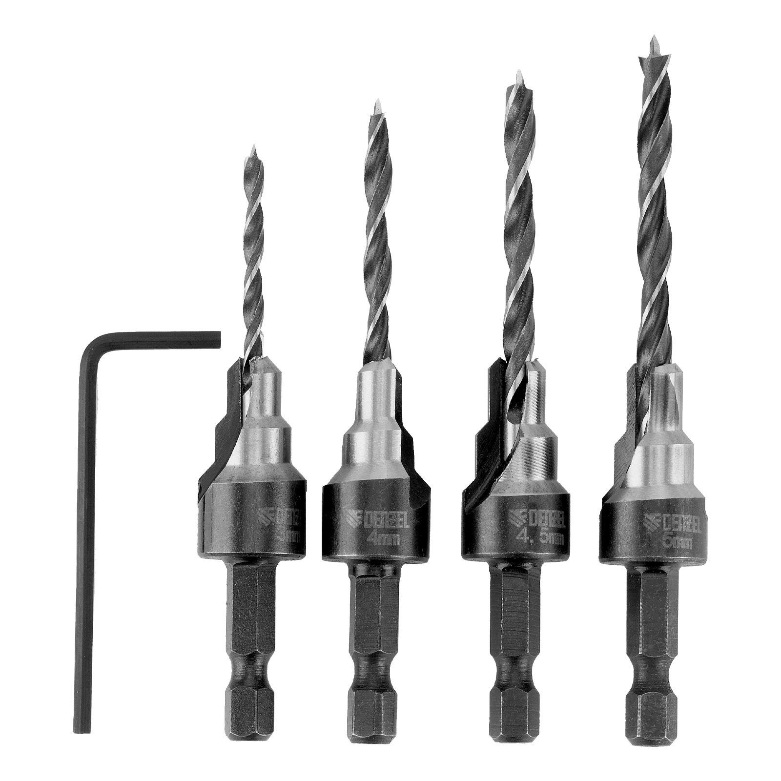 Набор сверл под конфирмат, 3-5 мм, 4 шт Denzel