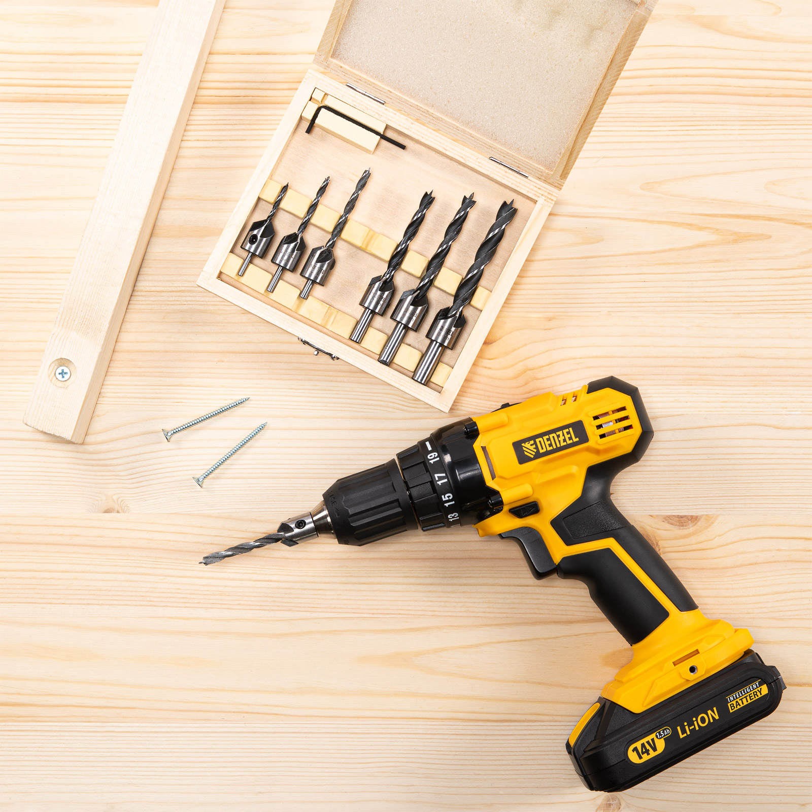 Набор сверл зенкеров по дереву, 3-10 мм, 7 шт Denzel