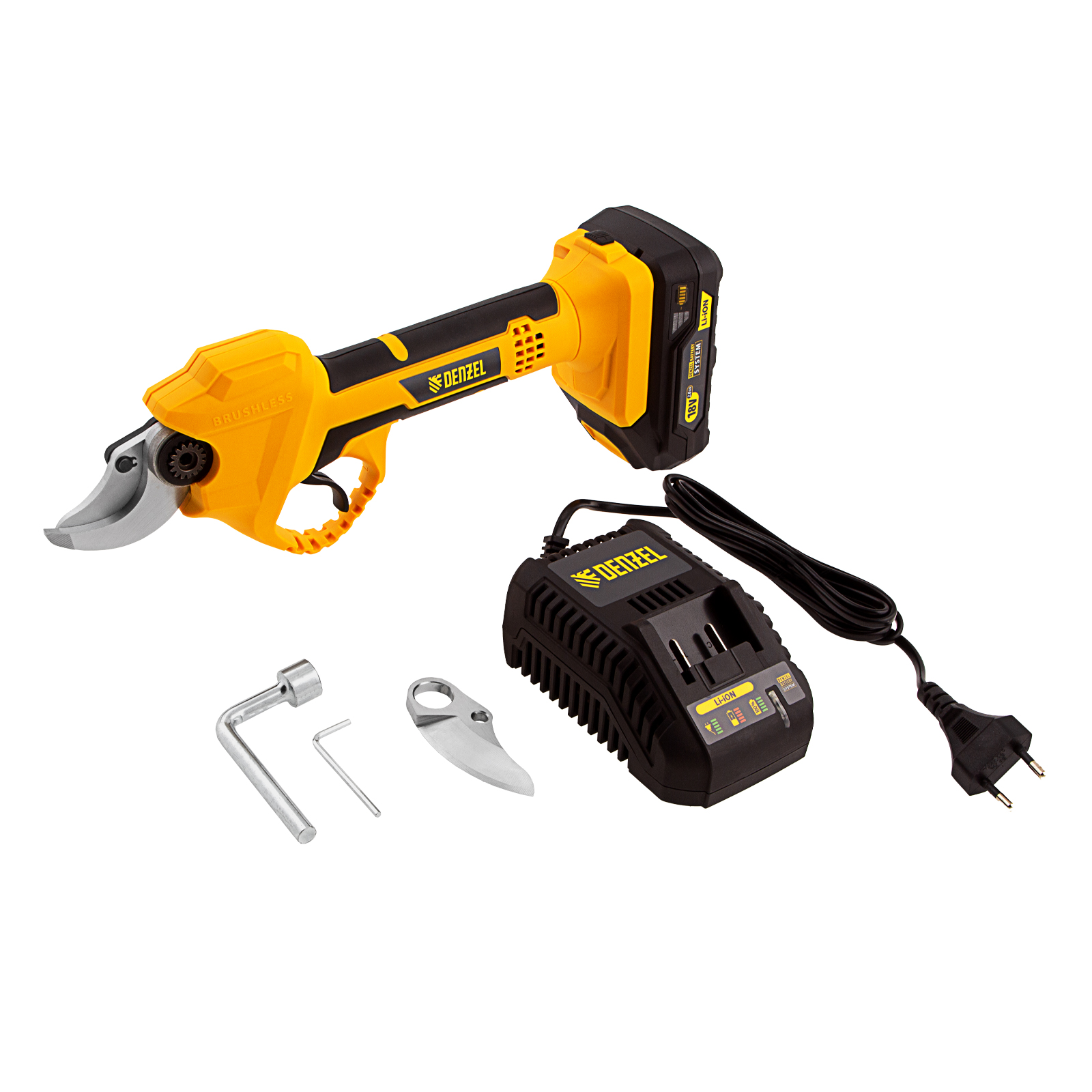 Секатор аккумуляторный CP-30,  18В Li-Ion Denzel