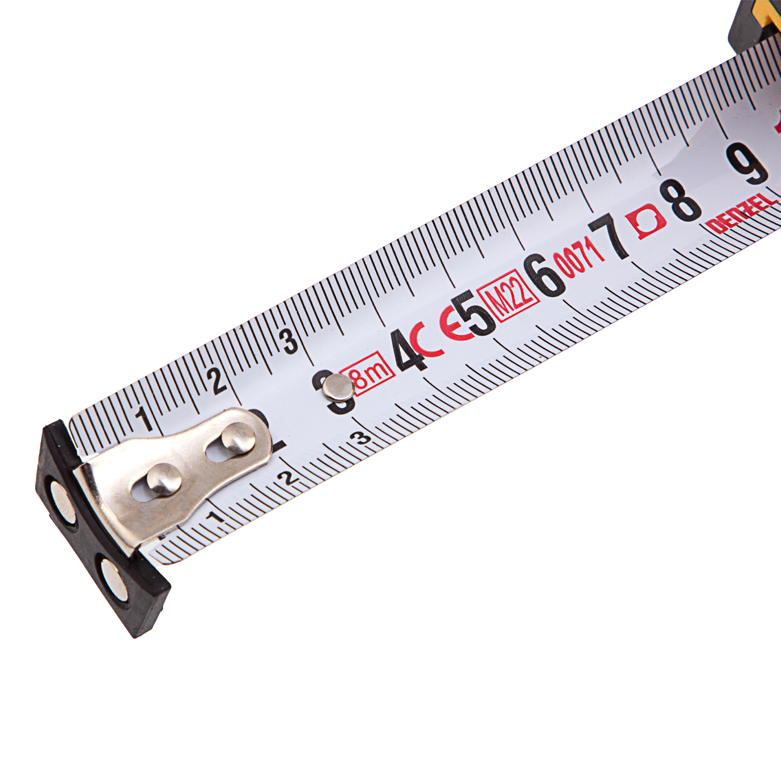 Рулетка 8м х 25мм, двухкомп. корпус, магнитный обрезиненный зацеп Denzel