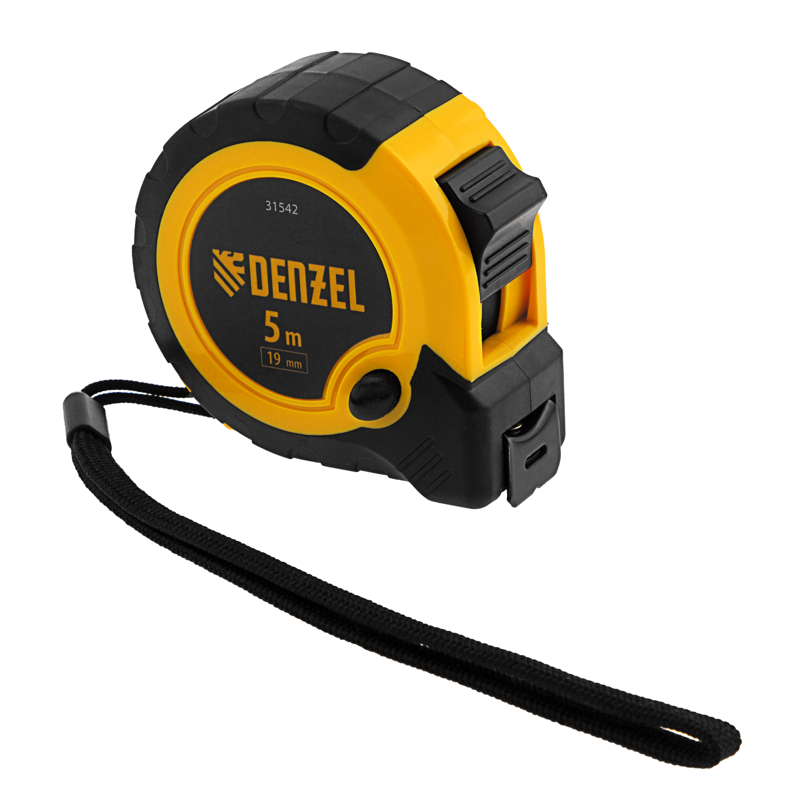 Рулетка 5м х 19мм, двухкомп. корпус, кнопка-пауза Denzel