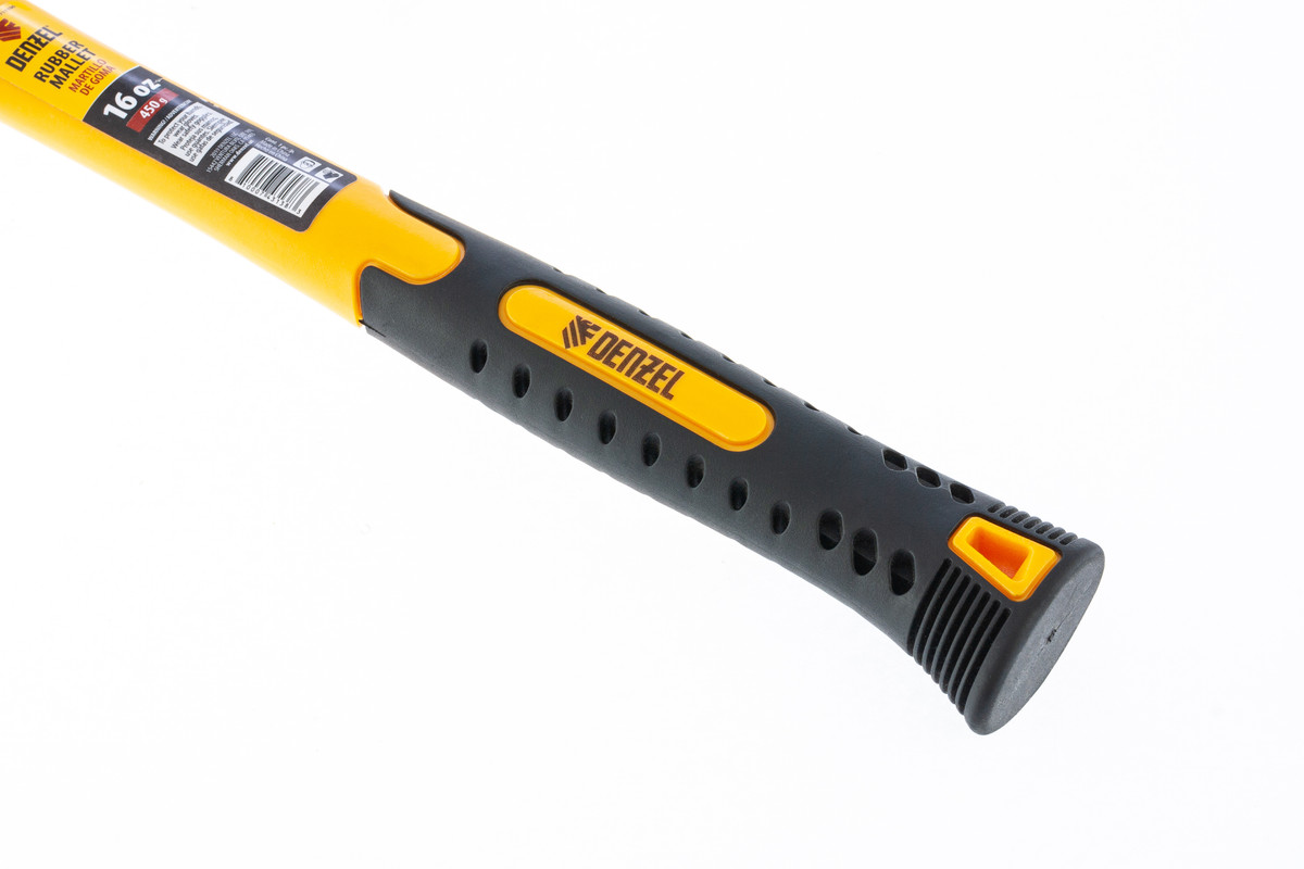 Киянка резиновая, 16 oz, белая резина, фибергласовая рукоятка Denzel