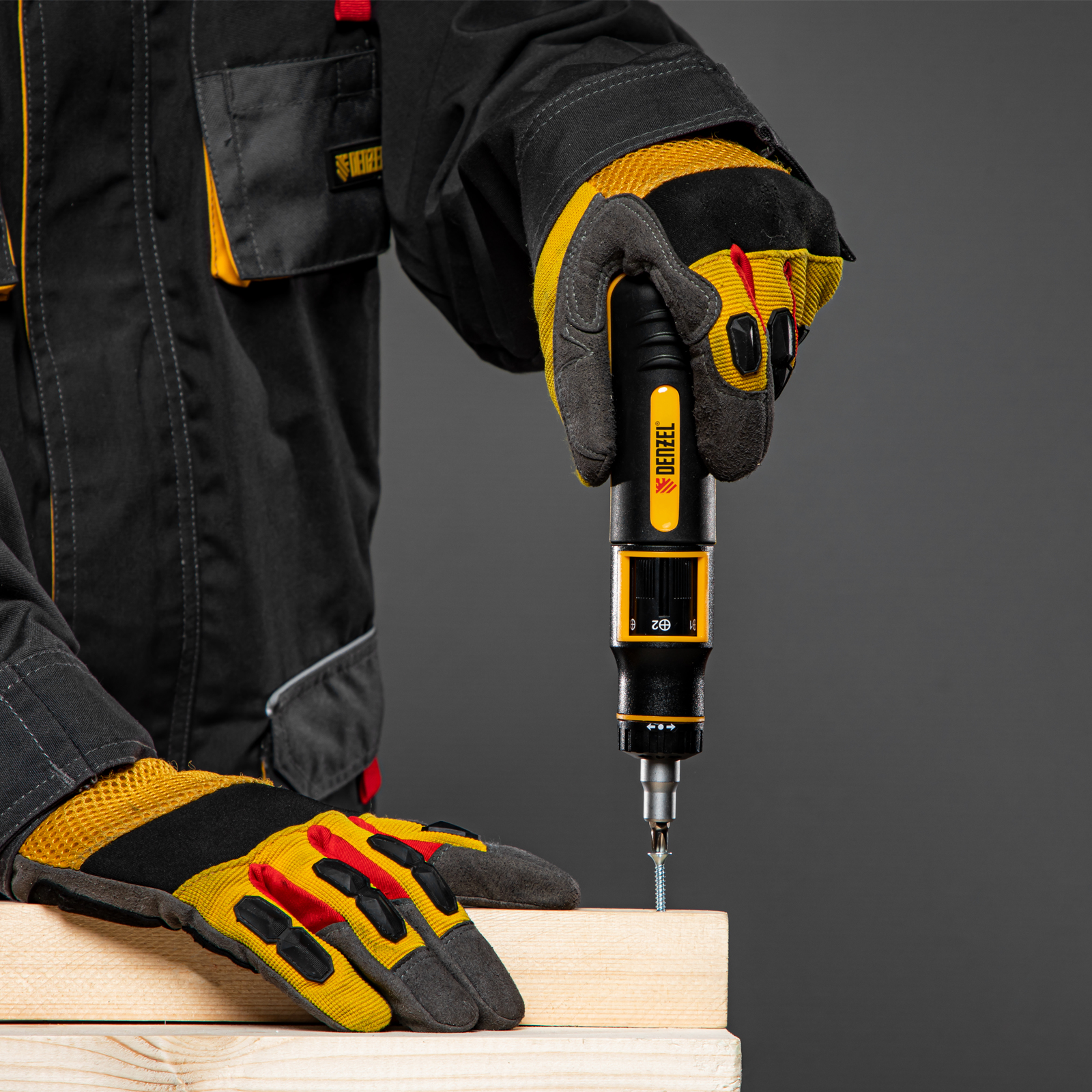 Отвертка реверсивная с револьверным механизмом, 11 шт, сталь S2  Denzel