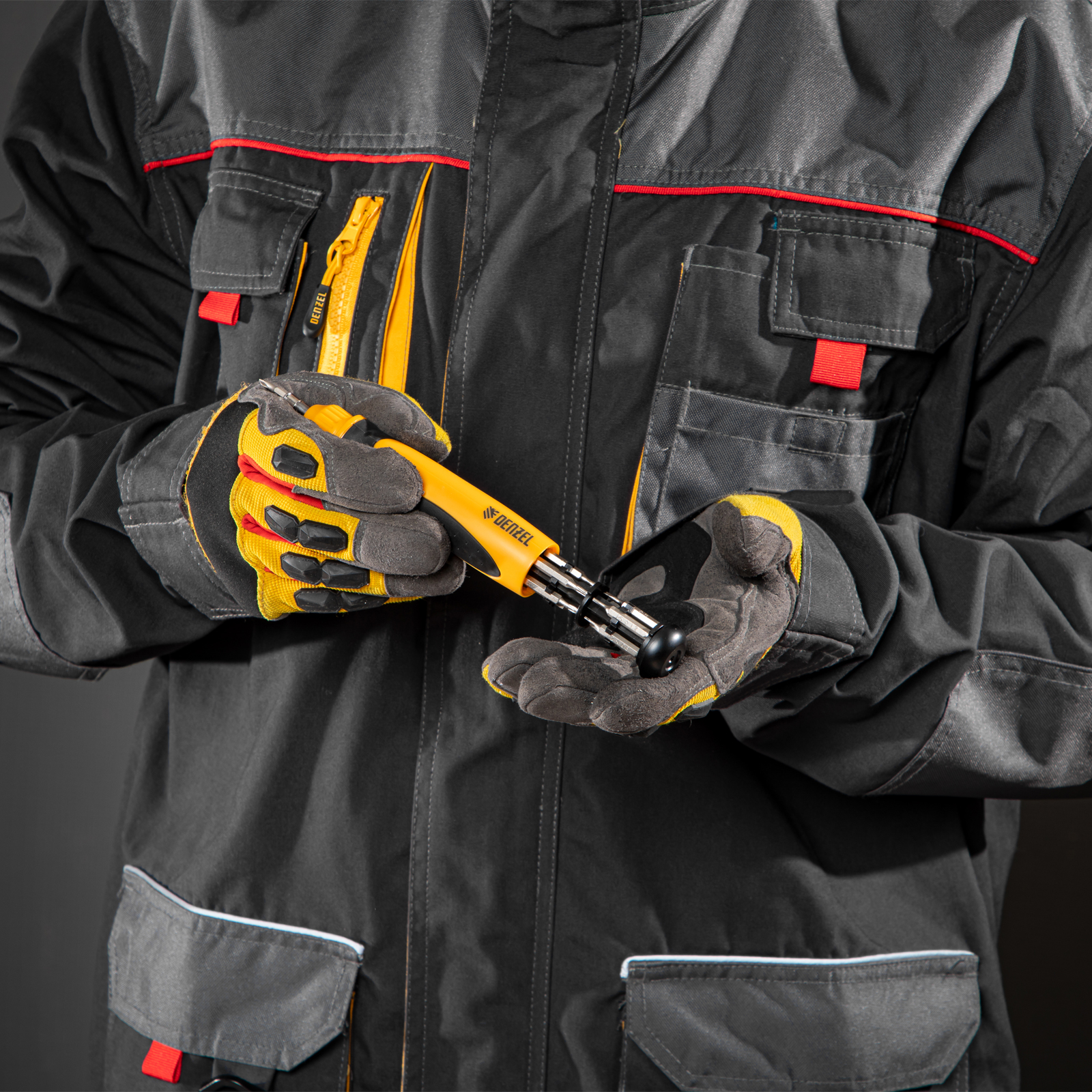 Отвертка реверсивная, механизм SmartPush mini 11 шт, CrMo Denzel