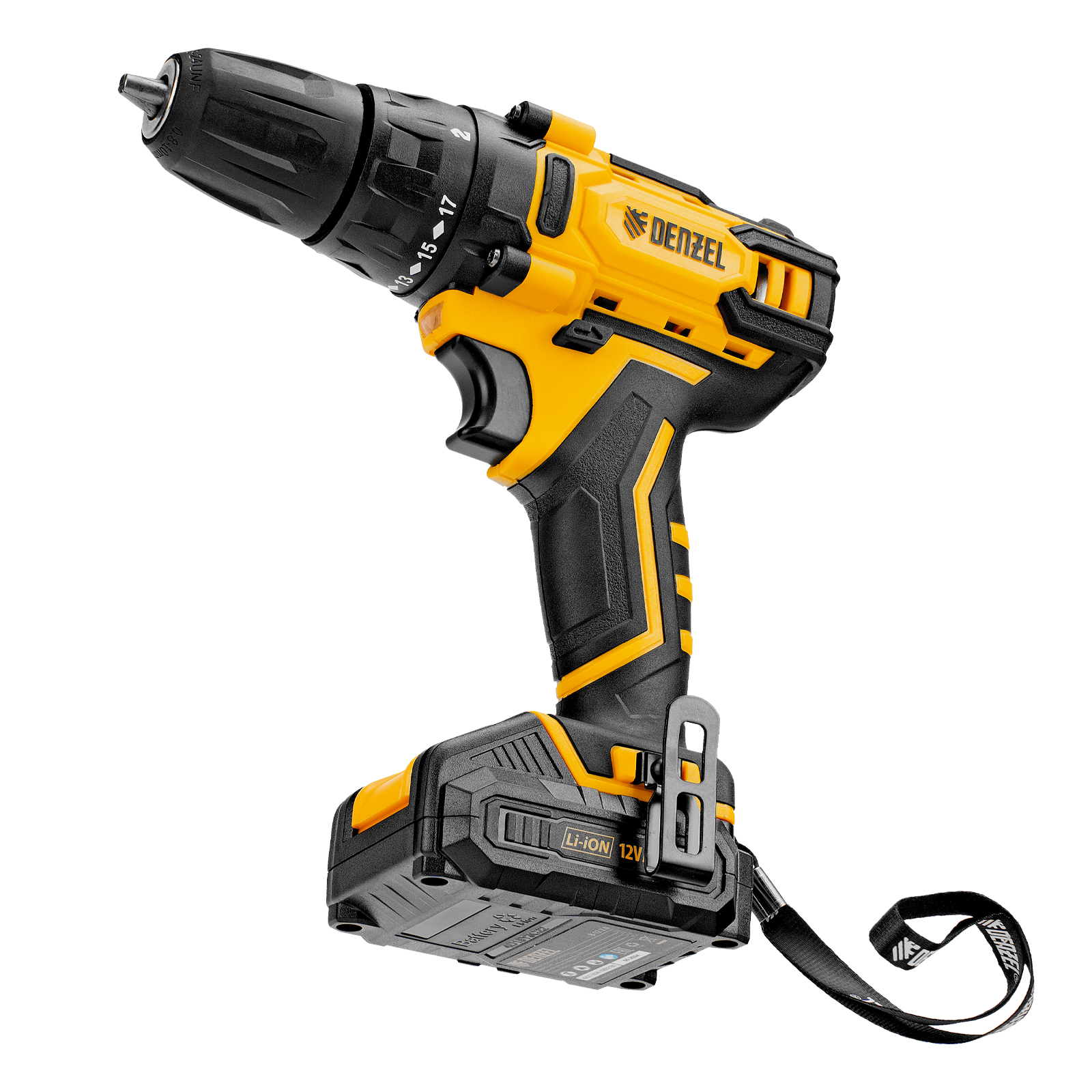 Дрель-шуруповерт аккумуляторная CDL-12-02BM, Li-Ion, 12 В, 2 акк. Denzel