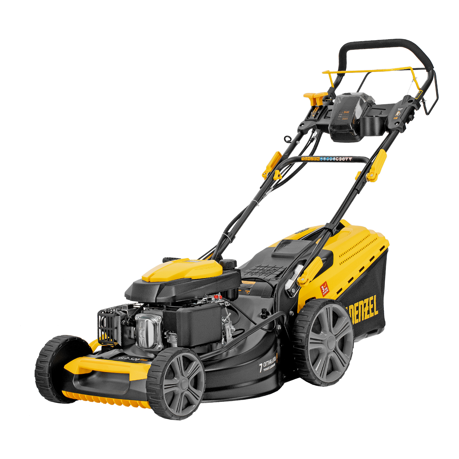Газонокосилка бензиновая GLD-520SP-VE, 196 см3, ширина 52 см, привод, вариатор, электрический старт, 60 л Denzel