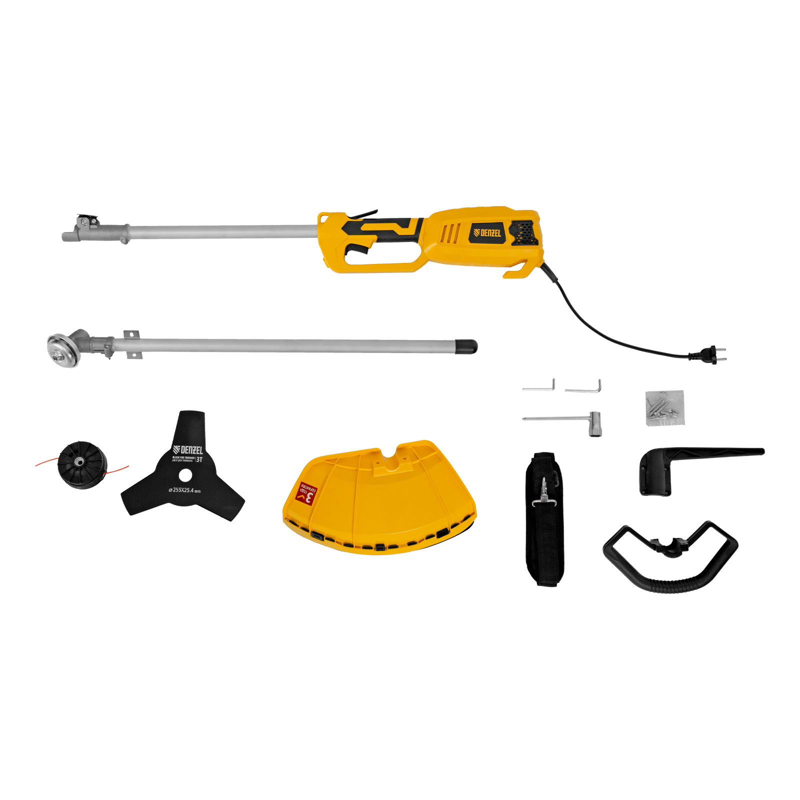 Триммер электрический TE-1220, 1200 Вт, 380 мм, катушка, диск, разборная штанга Denzel