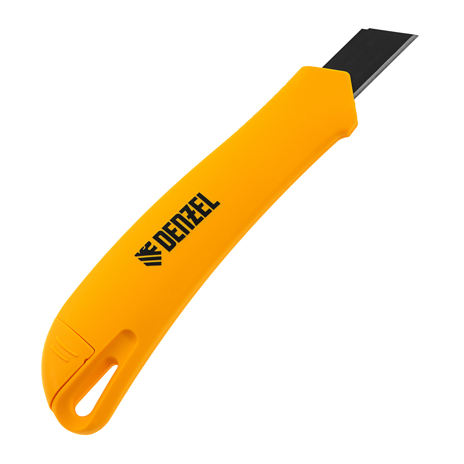 Нож, 18 мм, сменное лезвие, SK4, облегченный корпус, нажимной фиксатор Denzel