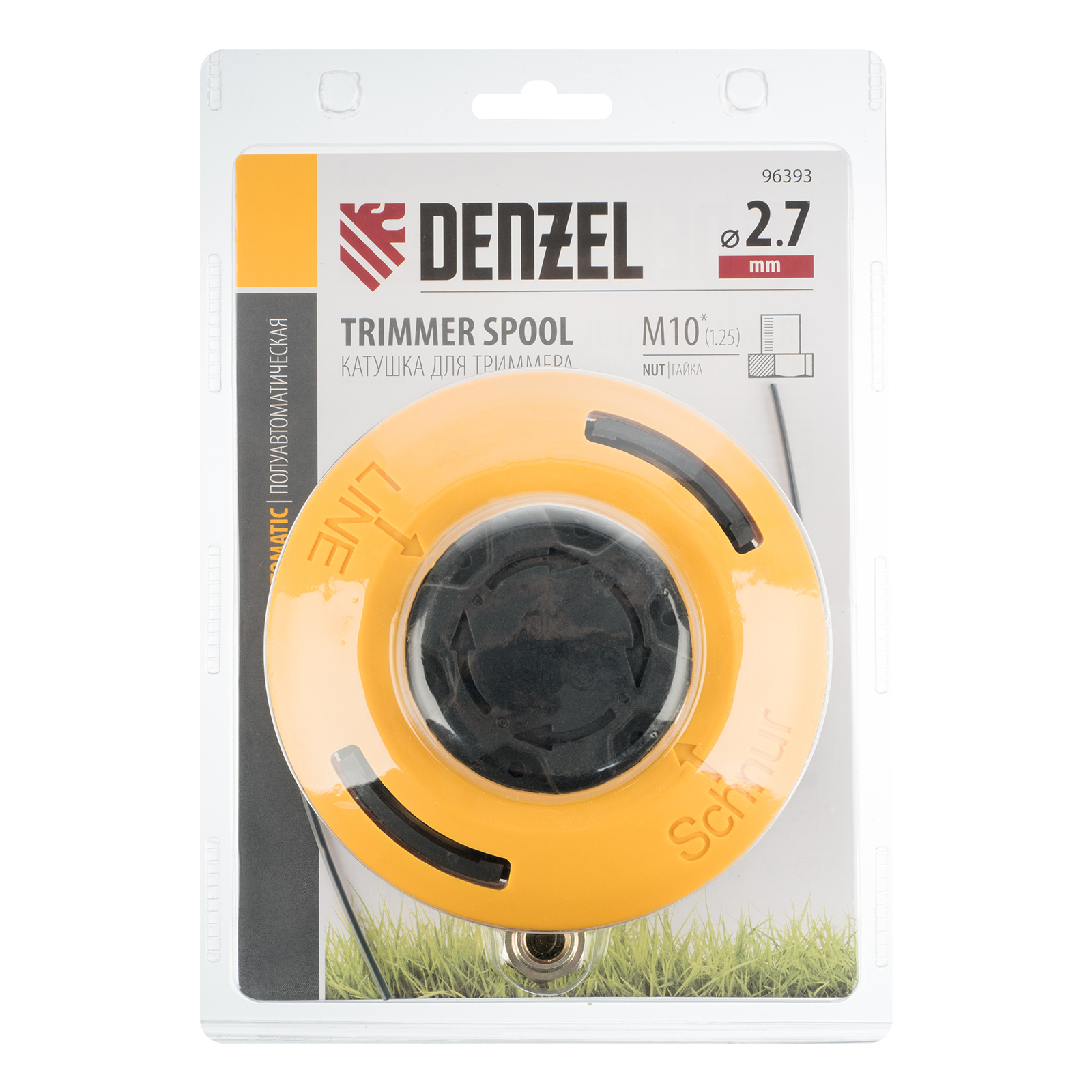 Катушка триммер. полуавтомат., гайка М10, М10, М12, лев. шаг 1,25 1,5 1,5мм Denzel