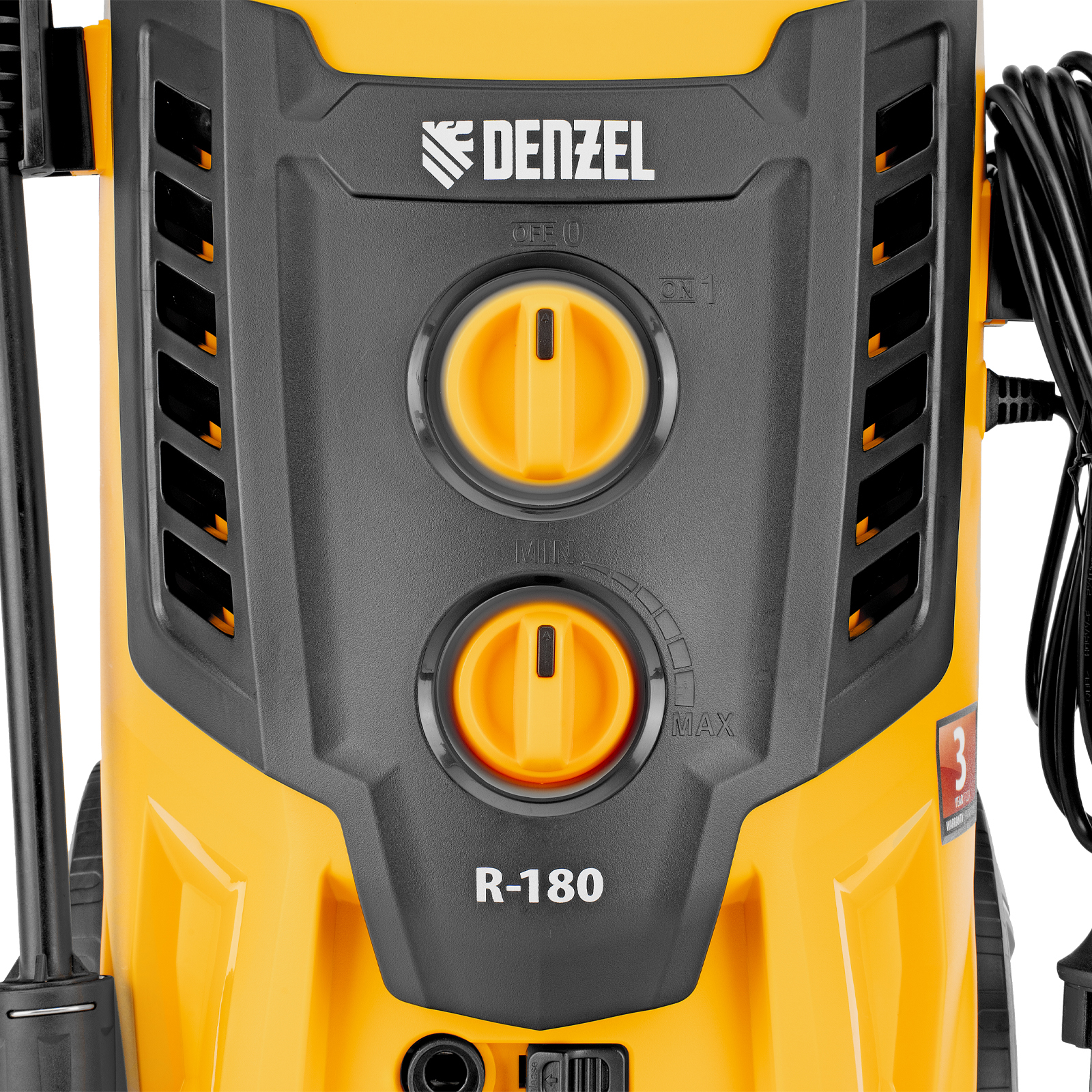 Моечная машина высокого давления R-180, 2200 Вт, 180 бар, 380 л/ч, колесная Denzel