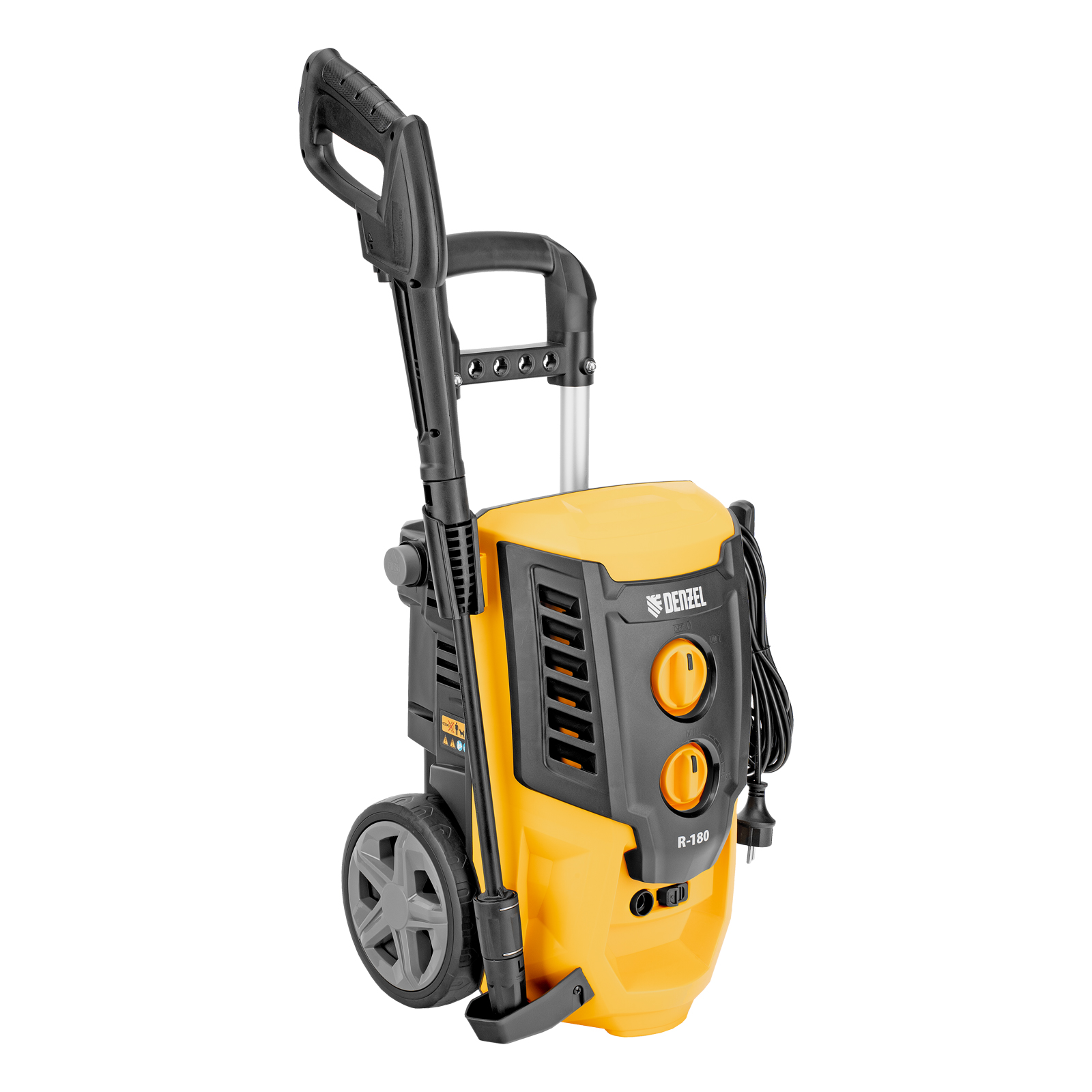 Моечная машина высокого давления R-180, 2200 Вт, 180 бар, 380 л/ч, колесная Denzel